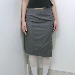 Grey Pencil Pinterest Vintage Y2k Midi Skirt